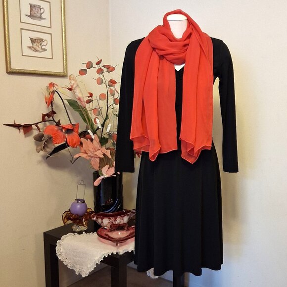 VTG Women's NEW Stills 100% Silk Long Classic Luxury Orange Scarf - Picture 1 of 8